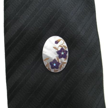 【受注生産品】桔梗・白蝶貝・タイタック(ピンブローチ)