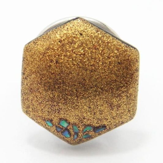 【受注生産品】六角・螺鈿梨地漆塗・タイタック(ピンブローチ)