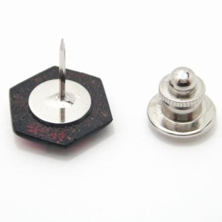 【受注生産品】六角・螺鈿梨地漆塗・タイタック(ピンブローチ)