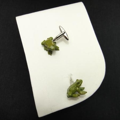 蛙にビックリひっくりカエル?!かえるのカフス(カフリンクス/カフスボタン)
