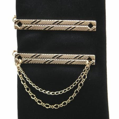 全4種・ストライプが効いたタイピン-チェーン無し/付きタイピン(ネクタイピン)