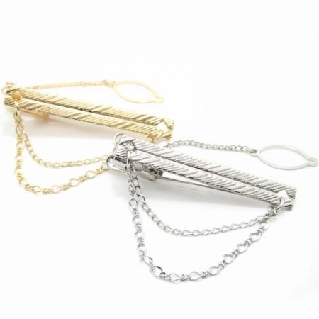 全4種・ストライプが効いたタイピン-チェーン無し/付きタイピン(ネクタイピン)