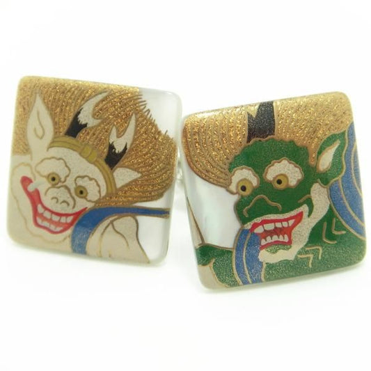 【受注生産品】風神雷神の蒔絵カフス(カフリンクス/カフスボタン)