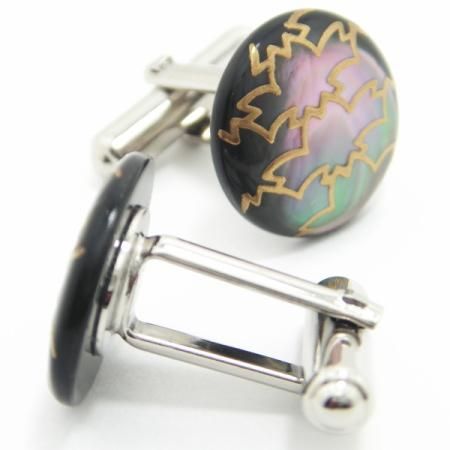 【受注生産品】桜青海波の蒔絵カフス(カフリンクス/カフスボタン)