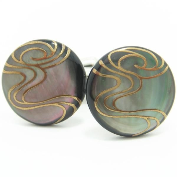 【受注生産品】流水の蒔絵カフス(カフリンクス/カフスボタン)