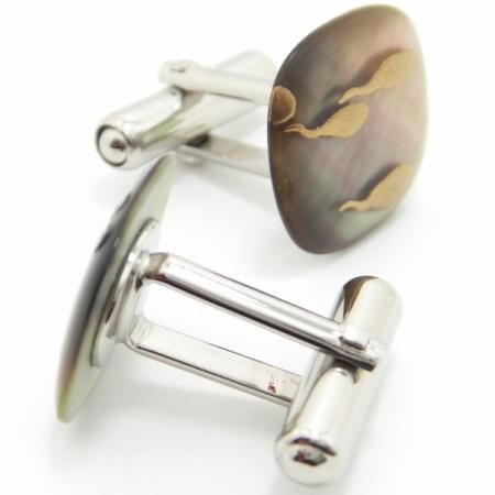 【受注生産品】伊藤若冲カエルとおたまじゃくしの蒔絵カフス(カフリンクス/カフスボタン)