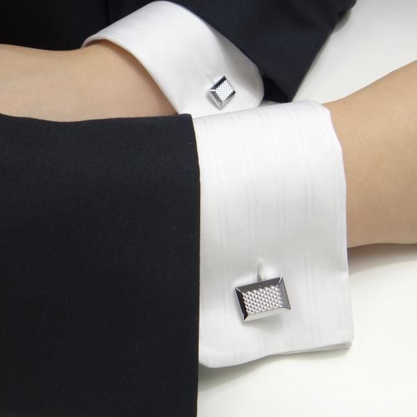 全2色・Diamanteダイヤ柄が輝くカフス(カフリンクス/カフスボタン)
