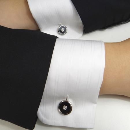 ブラックとダイヤのダンディなカフス(カフリンクス/カフスボタン)