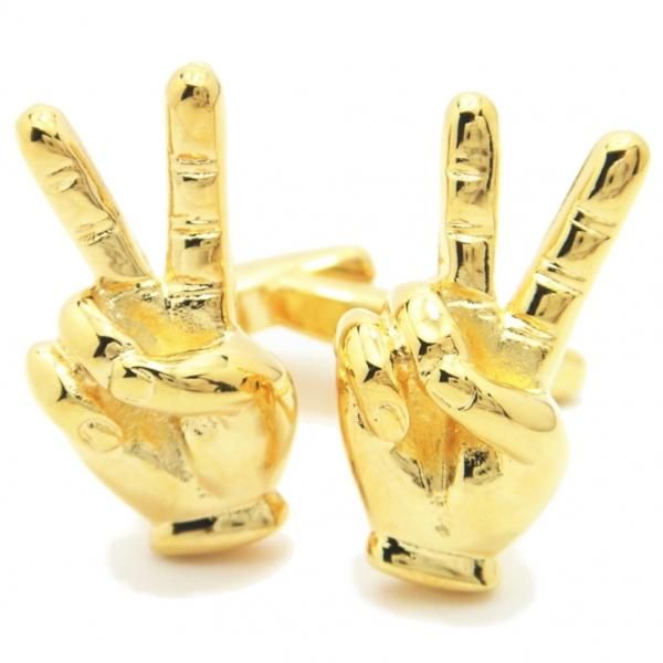 ピースサインでヴィクトリーVのカフス(カフリンクス/カフスボタン)