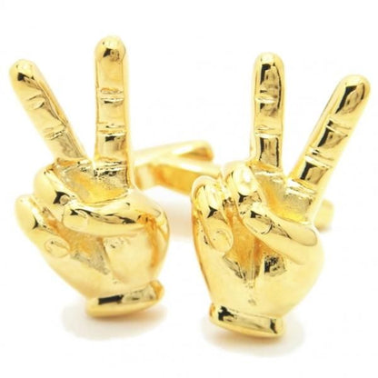 ピースサインでヴィクトリーVのカフス(カフリンクス/カフスボタン)