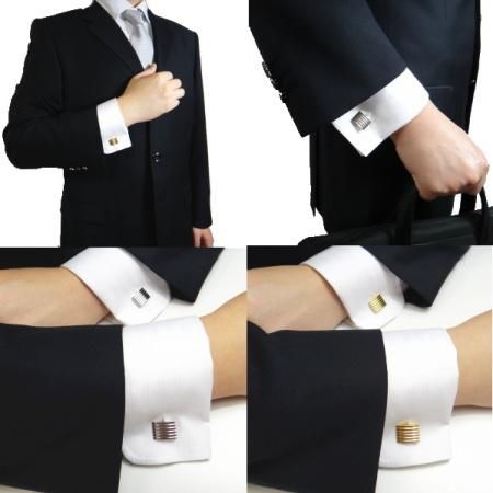 全2色・Raieカーブストライプが輝くカフス(カフリンクス/カフスボタン)