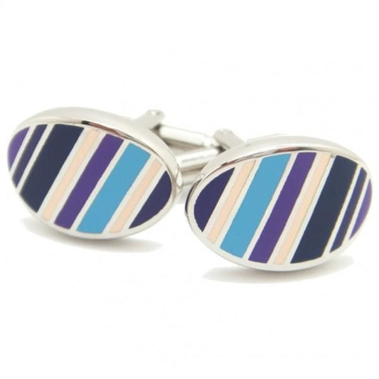 ブルー系マルチボーダーのカフス(カフリンクス/カフスボタン)