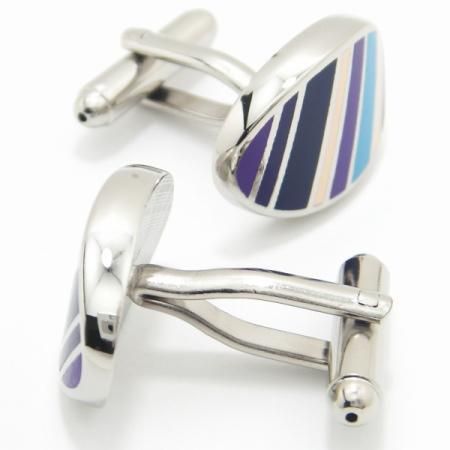 ブルー系マルチボーダーのカフス(カフリンクス/カフスボタン)
