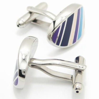 ブルー系マルチボーダーのカフス(カフリンクス/カフスボタン)