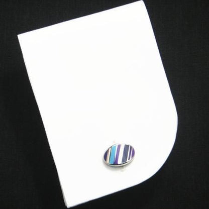 ブルー系マルチボーダーのカフス(カフリンクス/カフスボタン)