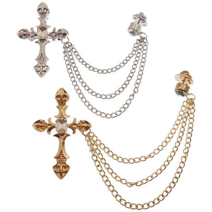 全2色 シルバー ゴールド ラペルピン キラっと十字架 ラペルブローチ