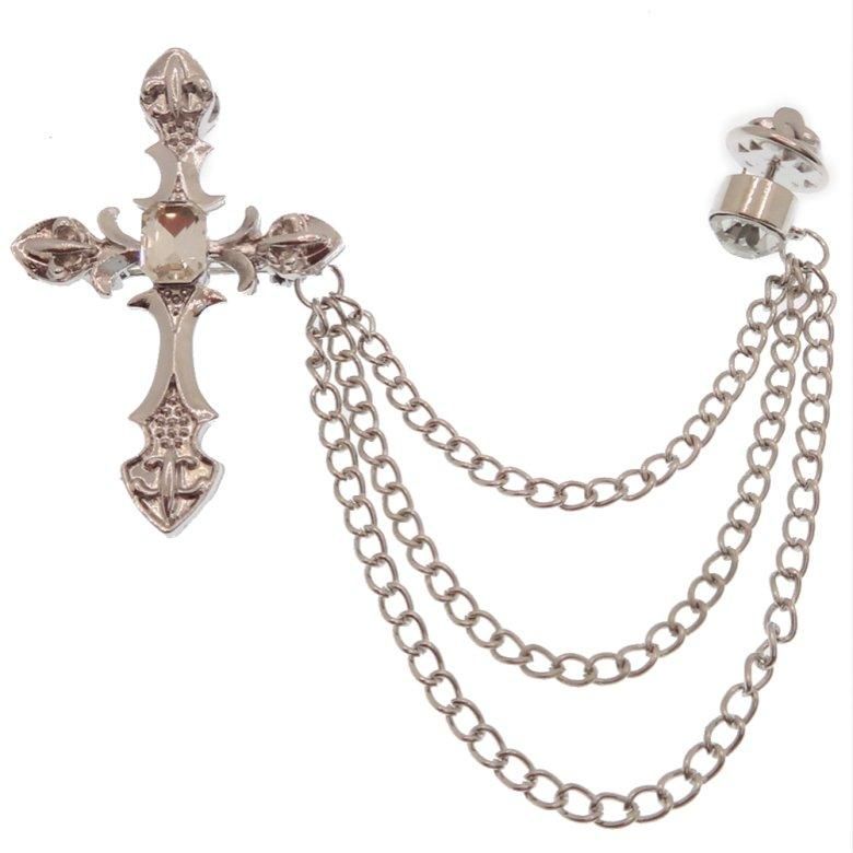 全2色 シルバー ゴールド ラペルピン キラっと十字架 ラペルブローチ