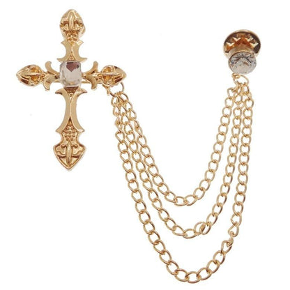 全2色 シルバー ゴールド ラペルピン キラっと十字架 ラペルブローチ