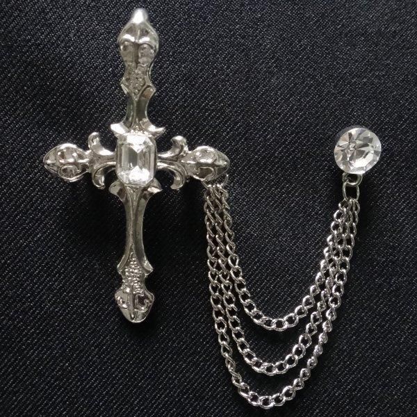 全2色 シルバー ゴールド ラペルピン キラっと十字架 ラペルブローチ