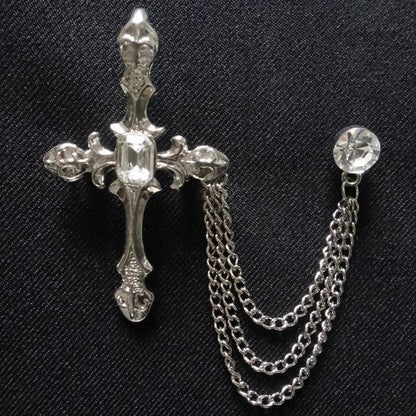 全2色 シルバー ゴールド ラペルピン キラっと十字架 ラペルブローチ