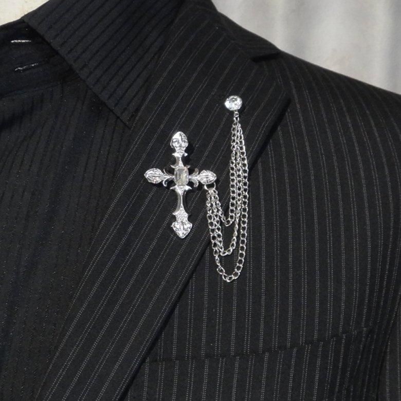 全2色 シルバー ゴールド ラペルピン キラっと十字架 ラペルブローチ