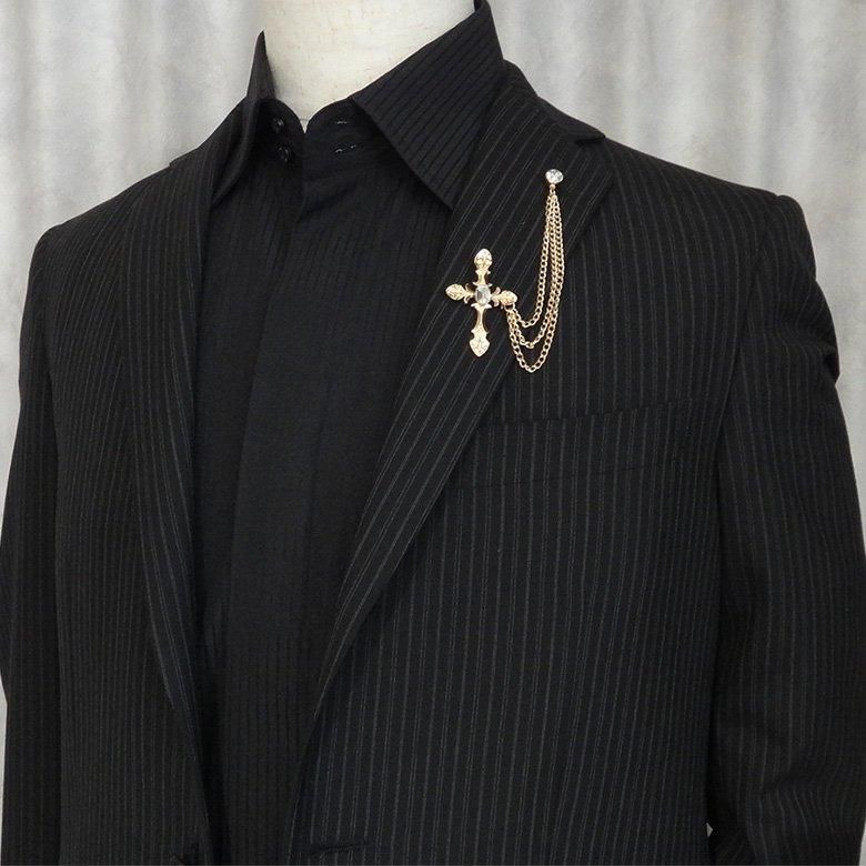 全2色 シルバー ゴールド ラペルピン キラっと十字架 ラペルブローチ