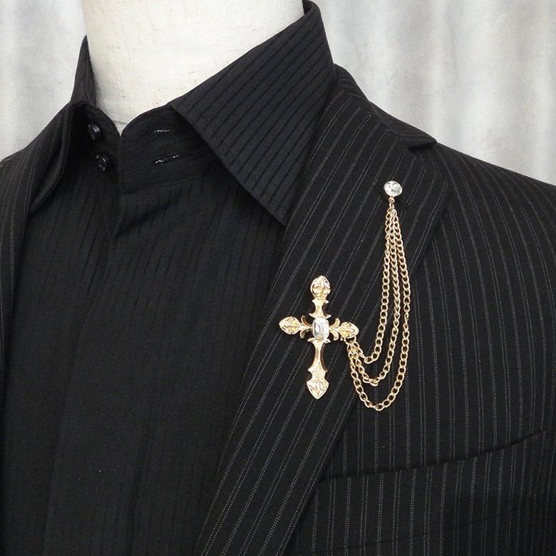 全2色 シルバー ゴールド ラペルピン キラっと十字架 ラペルブローチ