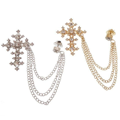 全2色 ラペルピン ゴージャス クロス ラペルブローチ