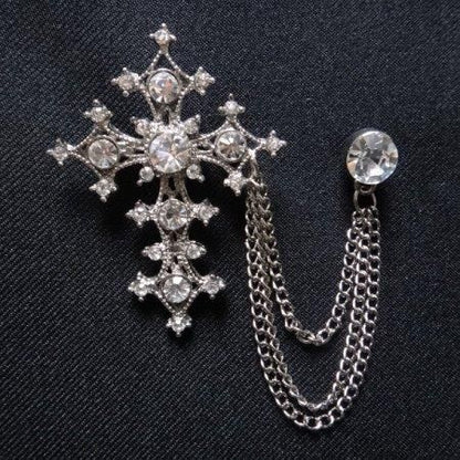 全2色 ラペルピン ゴージャス クロス ラペルブローチ