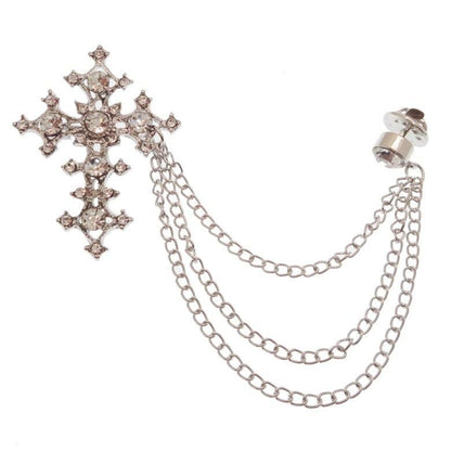 全2色 ラペルピン ゴージャス クロス ラペルブローチ