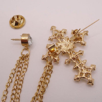 全2色 ラペルピン ゴージャス クロス ラペルブローチ