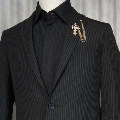 全2色 ラペルピン ゴージャス クロス ラペルブローチ