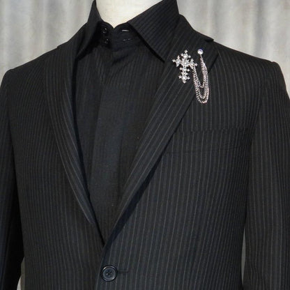 全2色 ラペルピン ゴージャス クロス ラペルブローチ