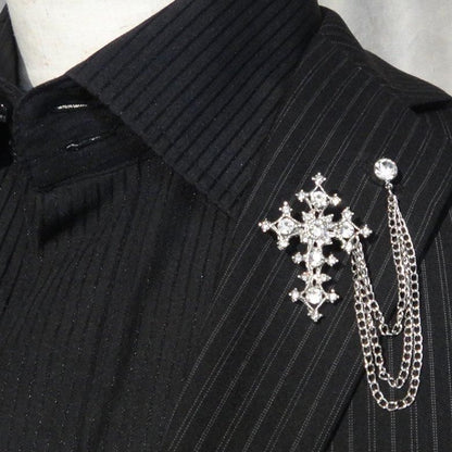 全2色 ラペルピン ゴージャス クロス ラペルブローチ