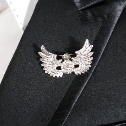 ラペルピン・土星とクロスと羽根のラペルブローチ