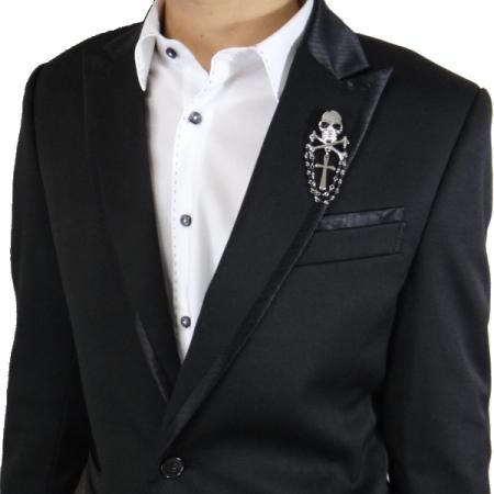 ラペルピン・ブラックスカルのラペルブローチ