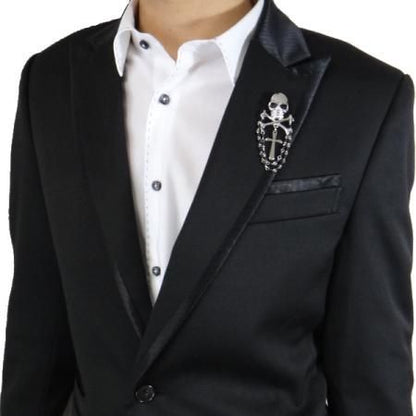 ラペルピン・ブラックスカルのラペルブローチ