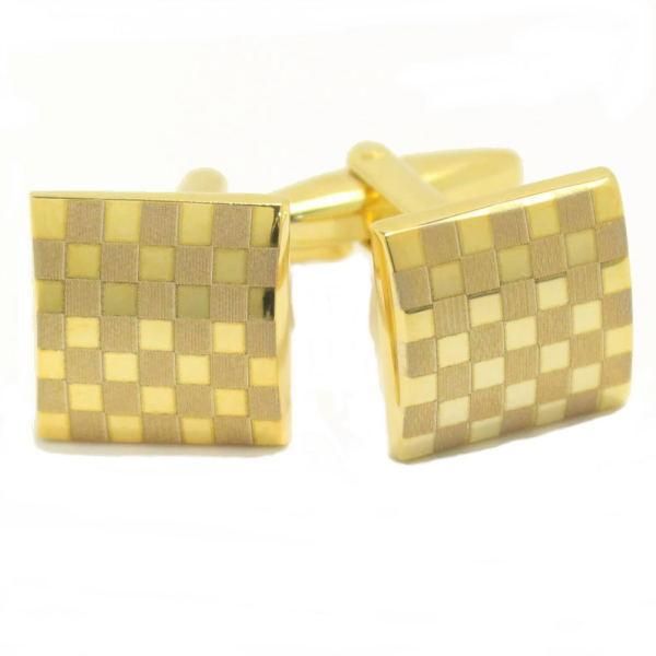 ゴールド・スモールチェックのカフス(カフリンクス/カフスボタン)