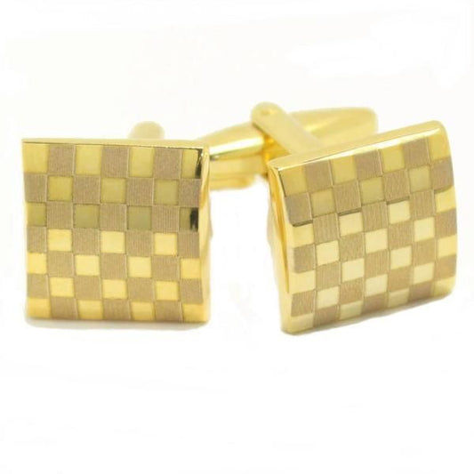 ゴールド・スモールチェックのカフス(カフリンクス/カフスボタン)
