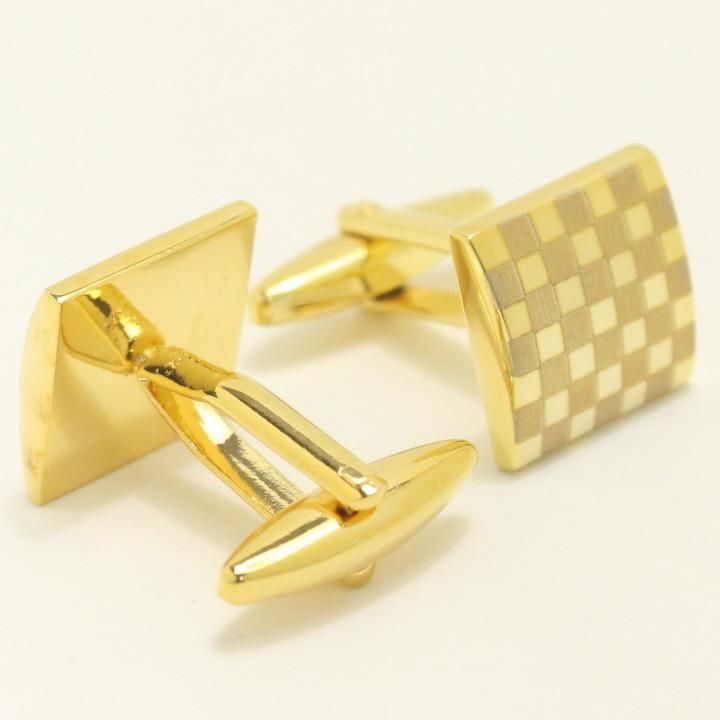 ゴールド・スモールチェックのカフス(カフリンクス/カフスボタン)