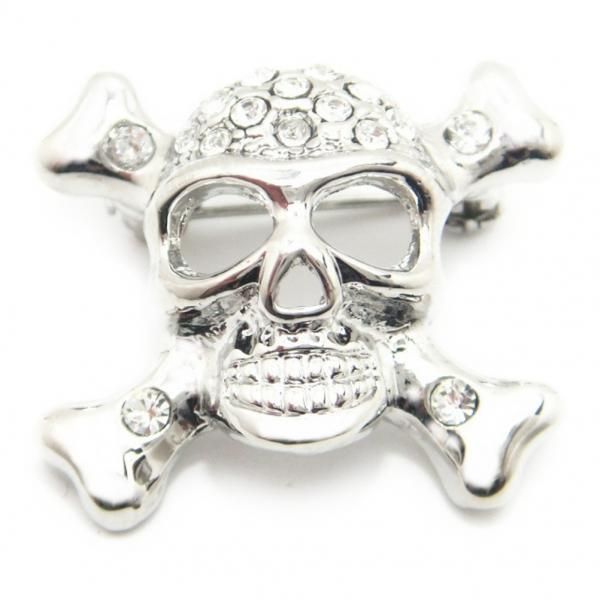 ラペルピン・きらきらスカル×骨のラペルブローチ