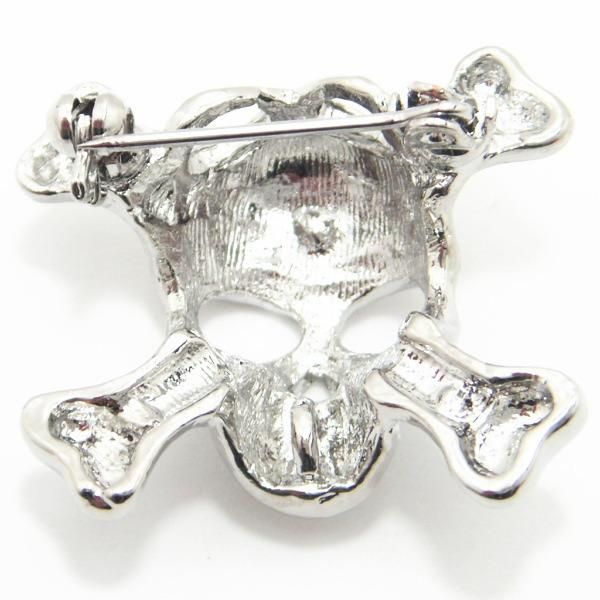 ラペルピン・きらきらスカル×骨のラペルブローチ