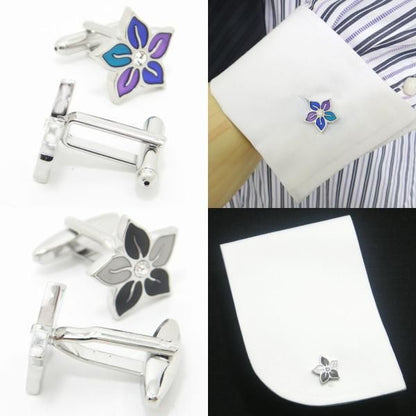 全2色・フラワーwithクリアストーン・カフス（カフリンクス/カフスボタン）