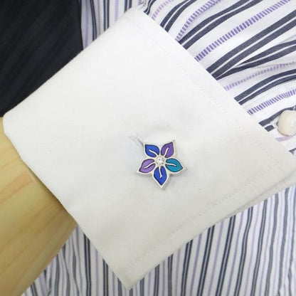 全2色・フラワーwithクリアストーン・カフス（カフリンクス/カフスボタン）