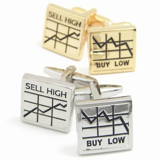 全2色・売って買って株価チャートのカフス(カフリンクス/カフスボタン)