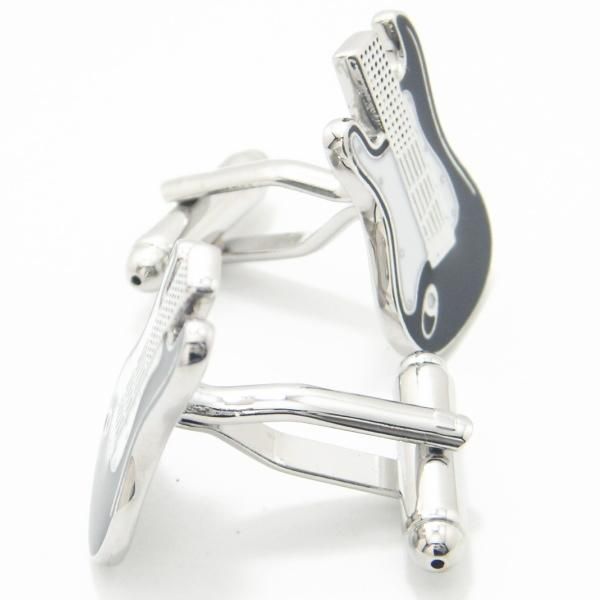 乗り乗りモノトーン・エレキギターのカフス(カフリンクス/カフスボタン)