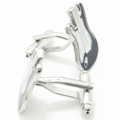 乗り乗りモノトーン・エレキギターのカフス(カフリンクス/カフスボタン)