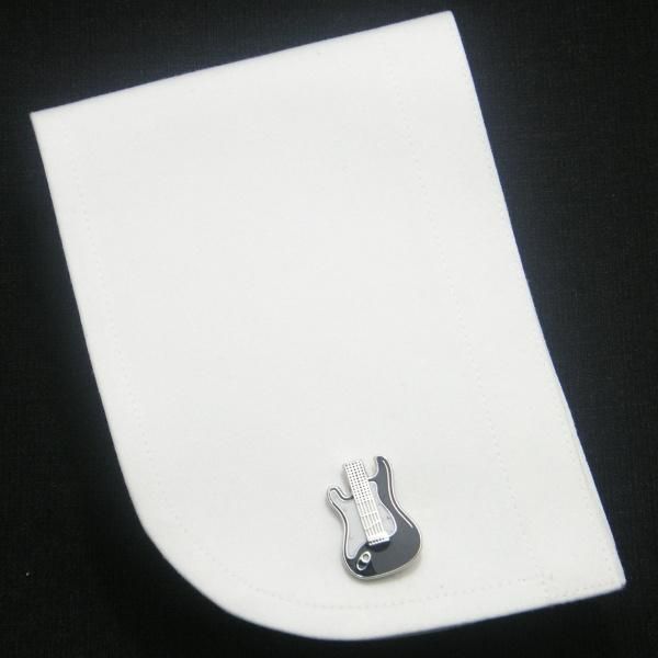 乗り乗りモノトーン・エレキギターのカフス(カフリンクス/カフスボタン)