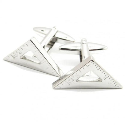 ミニだけど測れちゃうセンチとインチの三角定規のカフス(カフリンクス/カフスボタン)