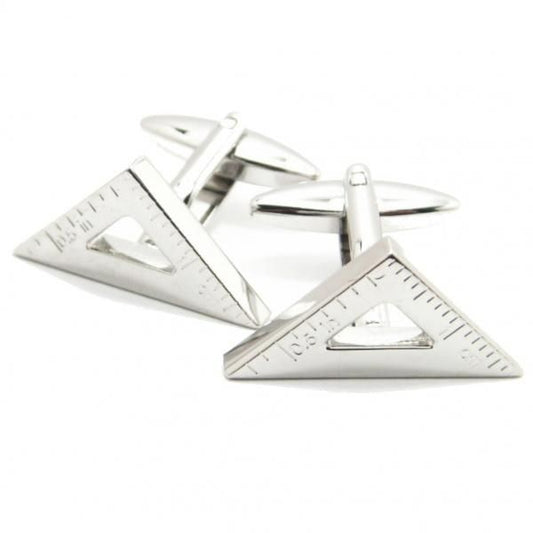 ミニだけど測れちゃうセンチとインチの三角定規のカフス(カフリンクス/カフスボタン)